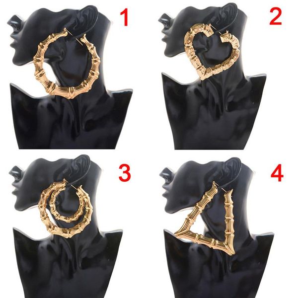 

1 pair women hoop earrings earrings large color big hoop earring bamboo hoop-earring 4 styles, Golden;silver