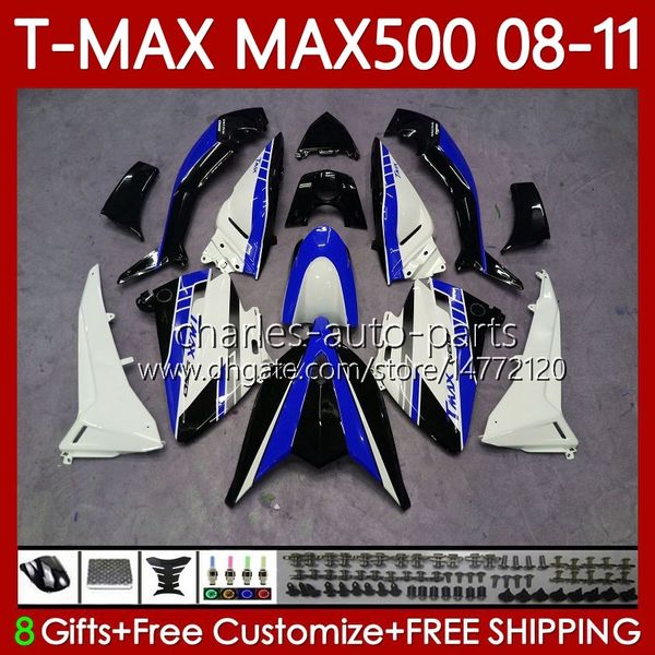 Schwarzes blaues Body-Kit für Yamaha Tmax max 500 xp500 max-500 t 2008-2011 körperarbeit 107No.105 tmax-500 tmax500 t-max500 2008 2009 2010 2011 max500 08 09 10 11 OEM-Verkleidung