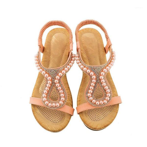 

2020 summer new women sloping wedge heel sandals beads decorative simple ladies casual shoes muticolors plus size1, Black