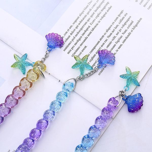 

1pcs bling gradient princess shell pendant gel pen school office supply 0.5mm black ink plastic stationery tool, Blue;orange