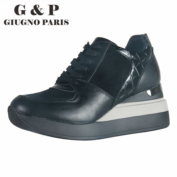 

sneakers lastest for ladies platform wedge sneakers casual shoes for woman italian brand designer with leather insole 201201, Black