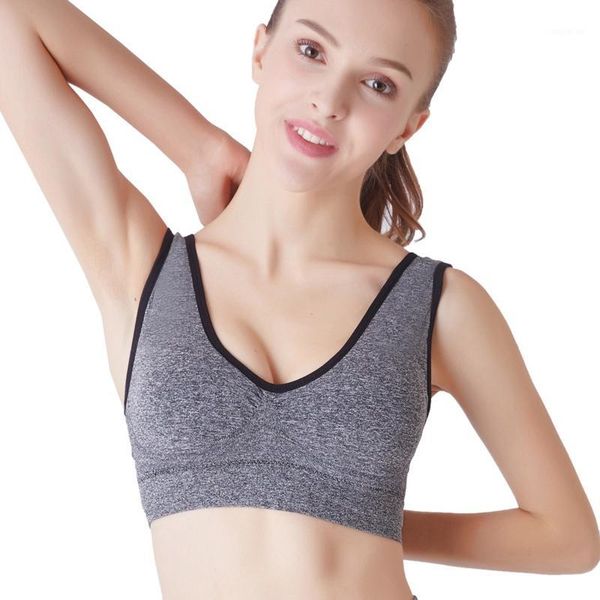 

gym clothing women sports bra wire large thin section with padded seamless push up yoga fitness underwear1, White;black