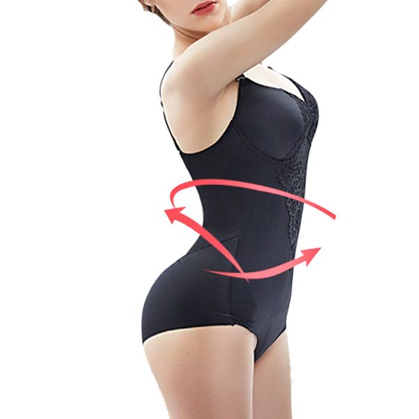 

women full body shaper bodysuit control panties siamese chest fixed bra butt lifter waist cincher thigh reducer enhancing corset t200707, Black;white