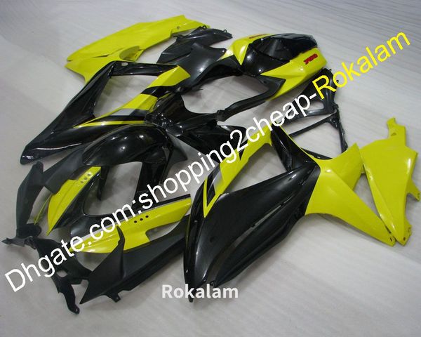 

k8 body work fairings set for suzuki gsxr600 gsxr750 2008 2009 2010 black yellow sport bike bodywork fairing kit (injection molding)