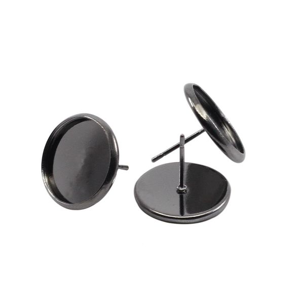

50pcs / серия нержавеющей железной blank серьга base 8 10 12 14 мм кабошон камеи настройки ободок лоток для расходных материалов изготовлени