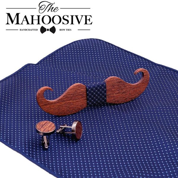 

mustache wood bowtie handkerchief cufflinks sets for mens suit wooden bow tie dropshipping bow tie bowknots cravat q wmtuxp, Black;gray