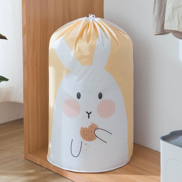 

cute printed quilt drawstring storage bag waterproof clothes sorting string pouch for blanket garment (penguin