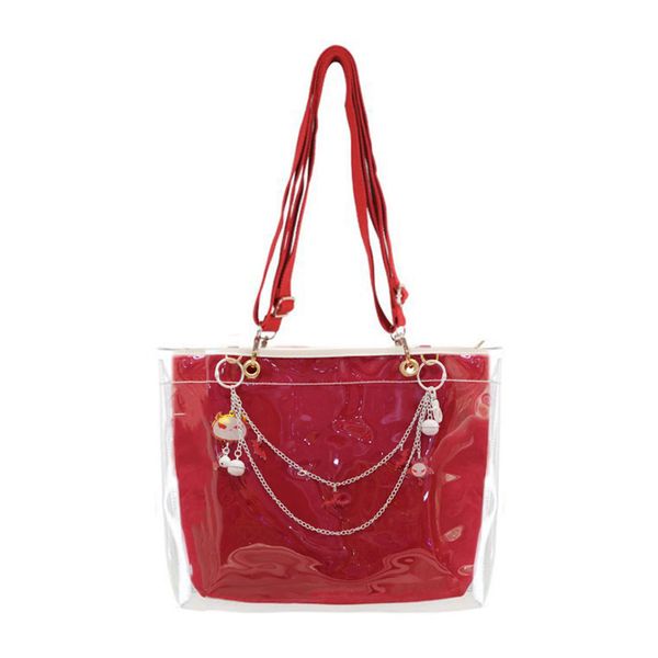 

new double sided itabag transparent jelly bags for women girls clear pvc ita bag shoulder itabag handbag large capacity h211 c0117