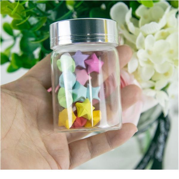 

80ml mini glass bottles silver cap glass crafts empty transparent bottles for sand candy gift jars decorate 24pcs jllimp