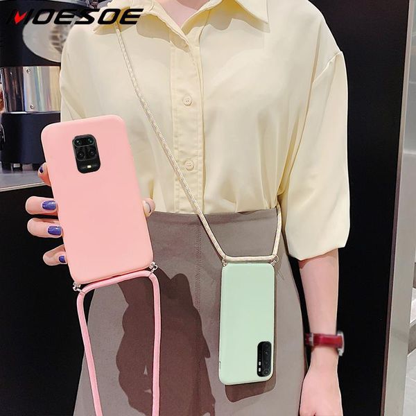 

original liquid silicone strap necklace phone case for xiaomi redmi 9s 8t 8 9a 9c 8a 7a mi note 10 9t pro 9 a3 lite