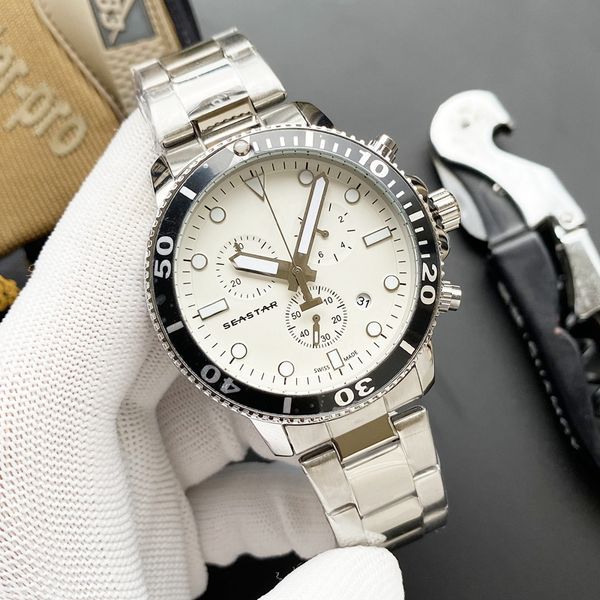 

2021 new six stitches luxury mens watches all dial work quartz watch 1853 brand chronograph clock steel belt men fashion accessories gifts s, Slivery;brown