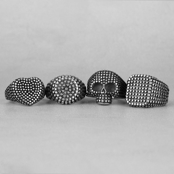 

retro black spot geometry skull stainless steel mens rings simple for male boyfriend biker jewelry creativity gift wholesale jllqnk, Bronze;silver