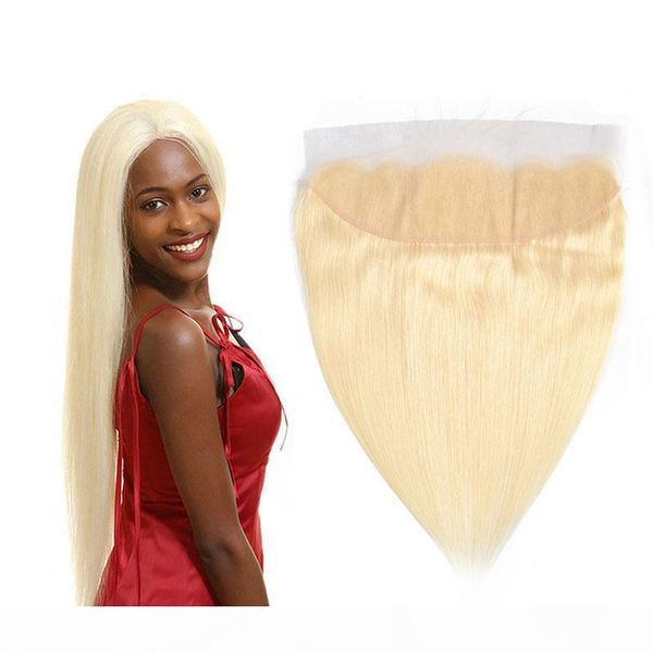 

brazilian virgin hair 13x4 lace frontal straight human hair 613# pre plucked with baby hair ear to ear lace frontal 13*4 closure 10-22 inch, Black;brown