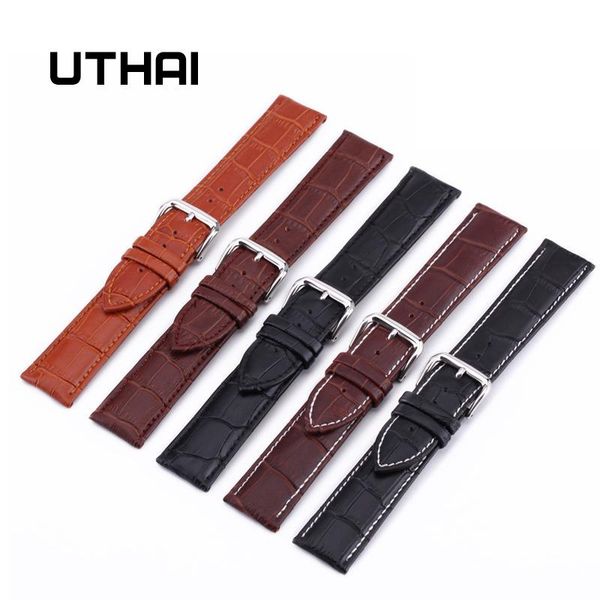 

uthai z08 watch band band натуральные кожаные ремни 10-24 мм смотреть аксессуары высокого качества коричневые цвета wmtncj, Black;brown