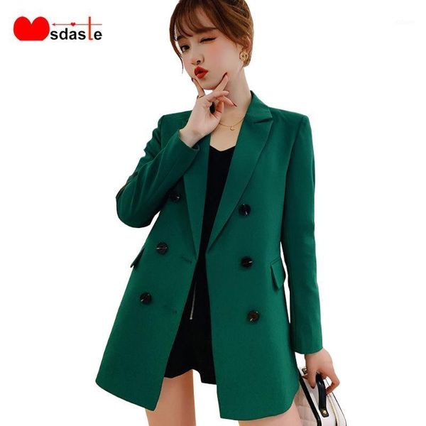 

women casual blazer jacket coat fashion 2020 spring autumn double breasted office lady long blazers female outerwear coats1, White;black