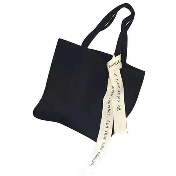 

cotton canvas two strap shoulder bag shopping tote print letter white strap