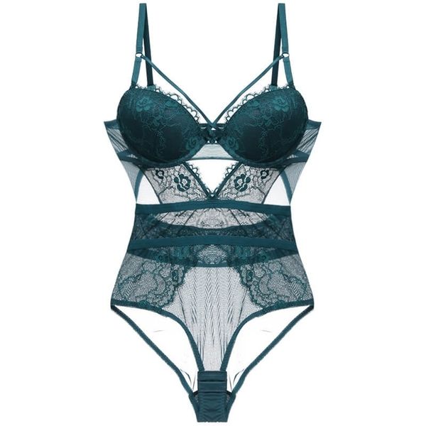 

bodysuits women strappy cup padded hollow out back push up underwired cotton crotch lingerie shapewear women light control lj201209, Black;white