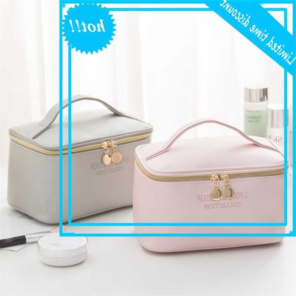 

1 pc large women cosmetic task pu leather waterproof rits make-up tas travel washing make organizer beauty case