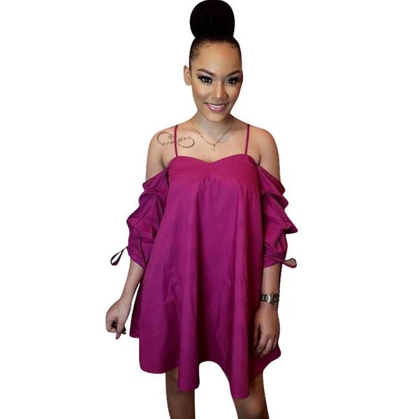 

casual dresses women off shoulder backless dress autumn puff sleeve loose fall female elegant night party club mini, Black;gray