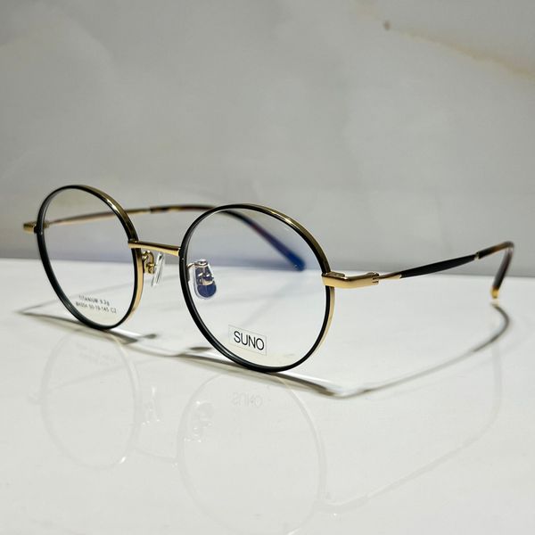 

suno bk054 optical eyeglasses for retro style anti-blue light lens plate oval titanium full frame with box, White;black