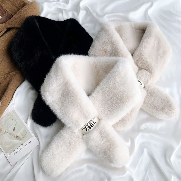 

winter 2020 new wool scarf for women imitation lazy rabbit hair cross scarf for all kinds of students klwe, Blue;gray
