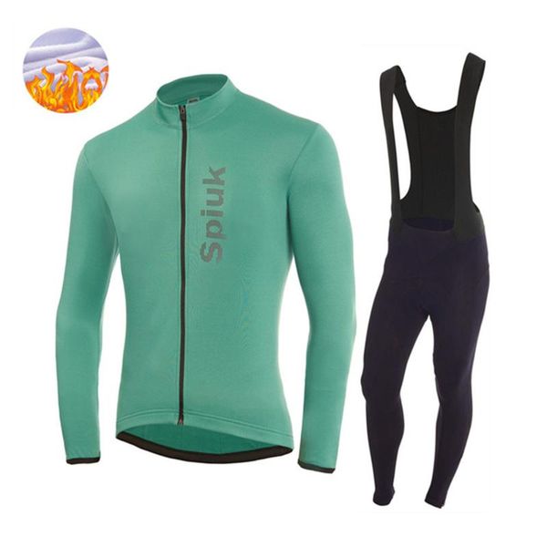 

racing sets spuik 2021 triathlon winter thermal fleece men long sleeve cycling clothing mtb ropa ciclismo bike clothes bib pants, Black;blue