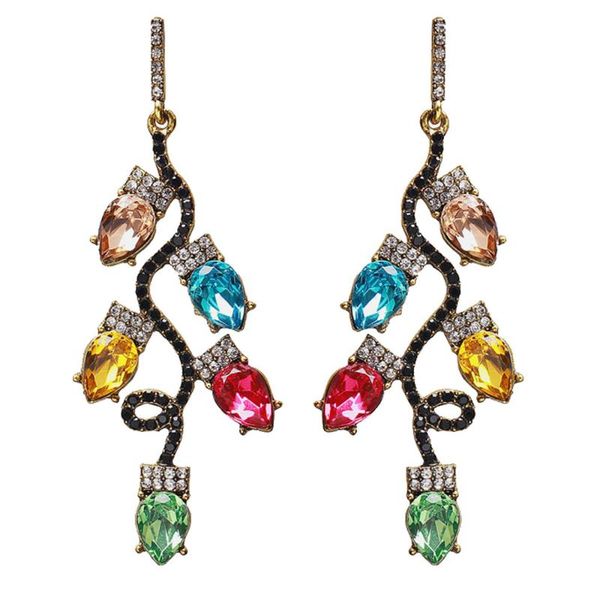 

1 pair exaggerated alloy earrings rhinestone inlaid earbob female ear studs, Golden;silver