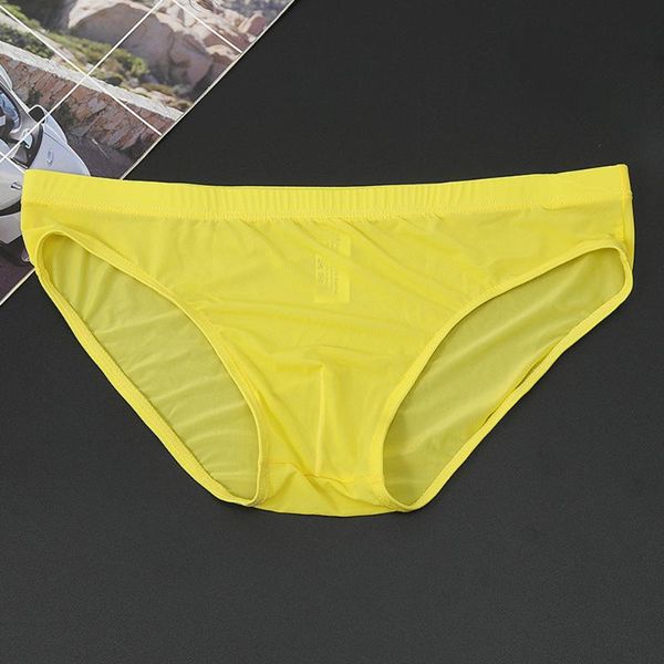 

men's breathable briefs solid color low waist transparent stretch panties men's briefs ice silk one-piece underwear, Black;white