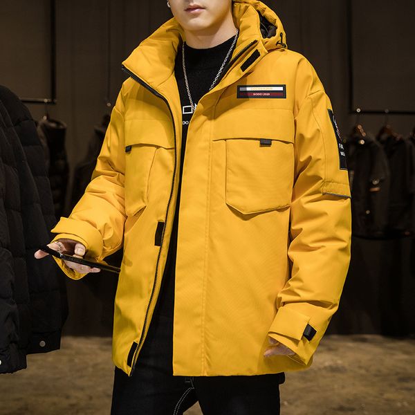 

men's down jacket new outfits and fashionable men's winter 2020 youth warm thickening male hooded coat q1209, Black