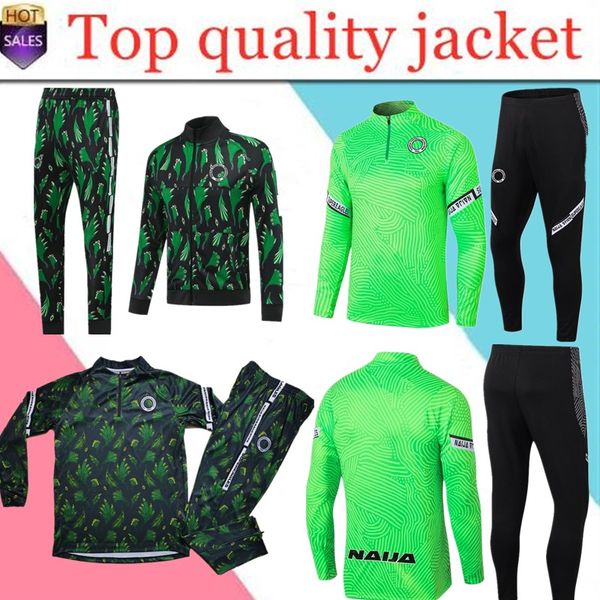 

nigéria tracksuit green printing jacket zip full sleeve surtvetement 2020 2021 nigéria jogging football jacket training suit, Black
