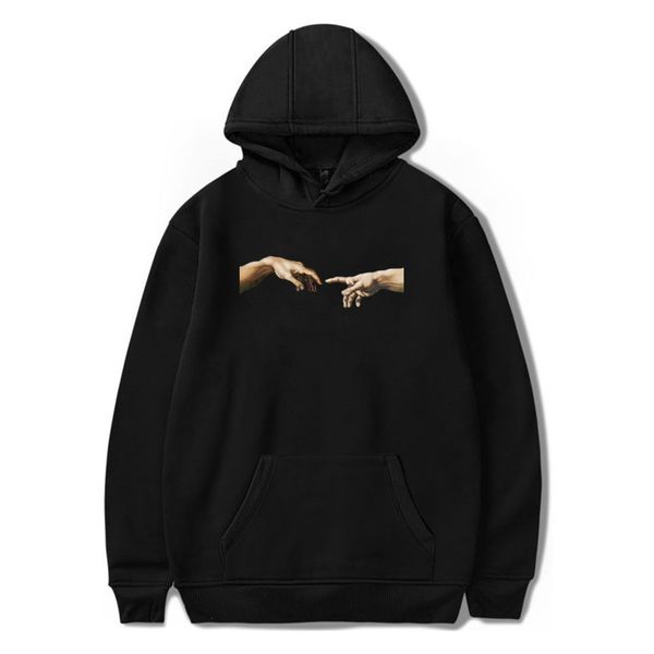 

funny cartoon michelangelo print casual hoodies men hip hop warm men's sweatshirt harajuku hand hoodie male streetwear c1117, Black