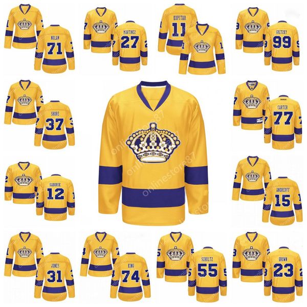 

vintage los angeles kings hockey jersey rogatien eddie shack 32jonathan quick 8 drew doughty 99 wayne gretzky andy andreoff can be customize, Black