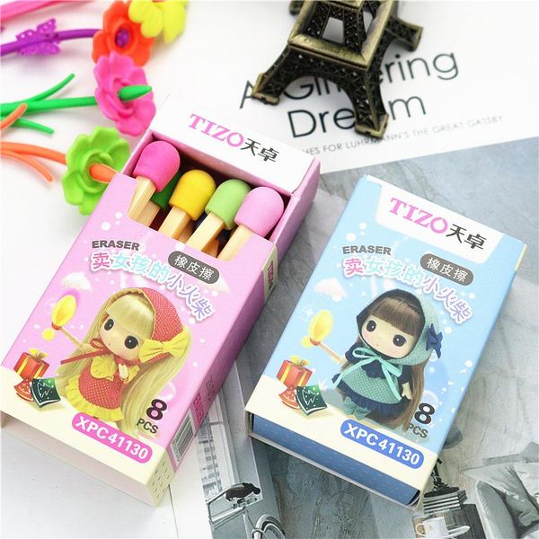 

8 шт. коробка милые спички ластик цвет детский студент ластик школьные канцтовары подарок 8 шт. коробка милый хорошее качество лучшие продаж