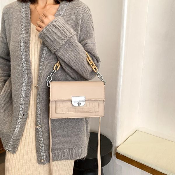 

cross body 2021 crocodile lock square bag for women luxury pu chain shoulder portable lady leather tote handbags female bags bulsos
