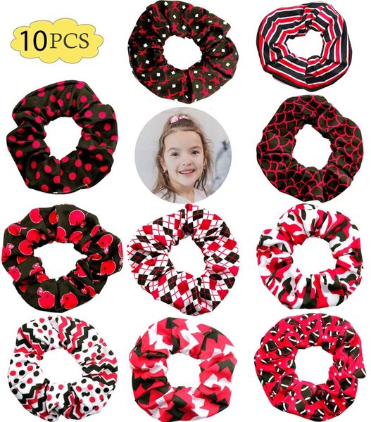 

factory8patwomen elastic 5.5''sport scrunchies 10pcs hair shipping bands girls headwear ponytail holder black red
