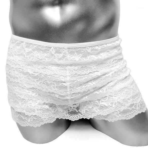 

ruffled lace sissy underwear boxers panties lingerie sissy frilly knickers pettipants layered gay men boxers underpants1, Black;white
