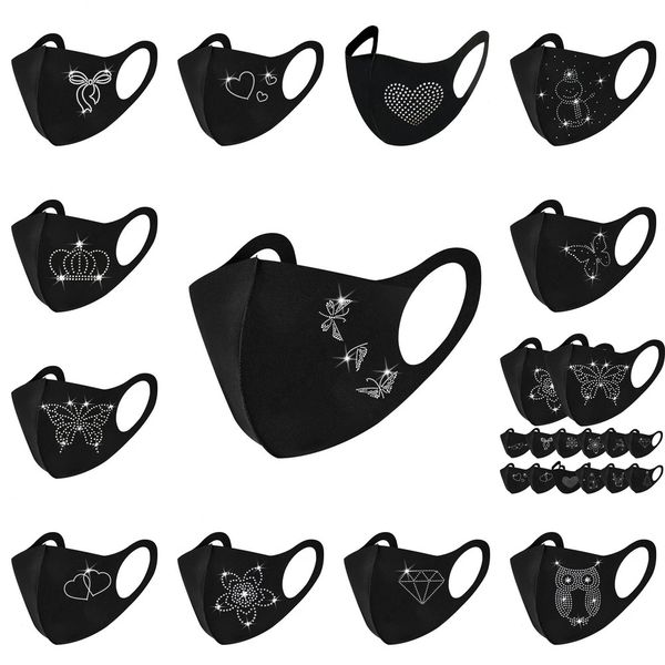 

christmas face designer inlaid mask diamond mouth masks men women hanging ear glitter sequin black facemask wholesale 1 noek8