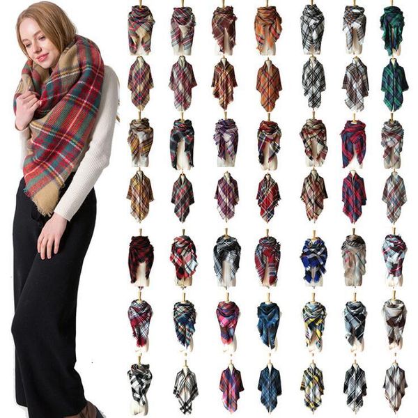

37 styles winter plaid scarf square tassel scarves oversize blanket scarf shawl fashion plaid shawls thick warm scarf cca10243 20pcs, Blue;gray