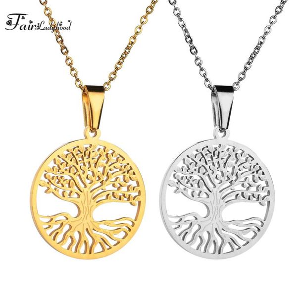 

pendant necklaces fairladyhood the tree of life pendants necklace silver color gold stainless steel jewelry for women sweater chain