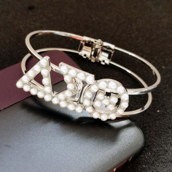 

greek sorority jewelry pearl bangle bracelets for women, Black