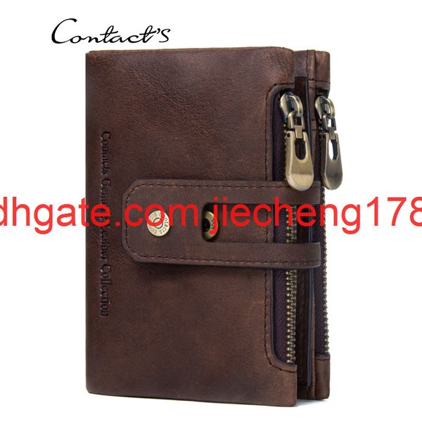 

black angel fashion double zipper buckle leather men's wallet crazy horse leather men's bag casual zero wallet, Red;black