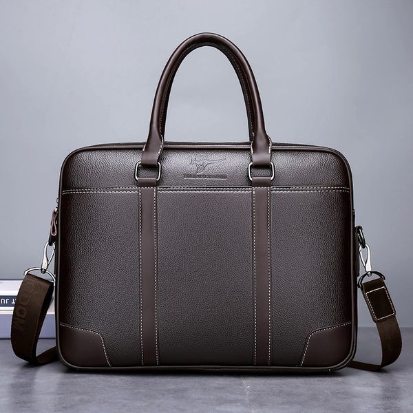 

wholesale factory men shoulder bags horizontal large-capacity leather handbag business contrast fashion computer bag waterproof wear-resista