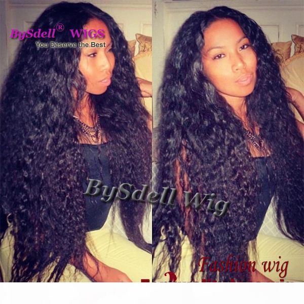 

fashion loose curly wig black middle part synthetic lace front wigs curly heat resistant 180% density ing