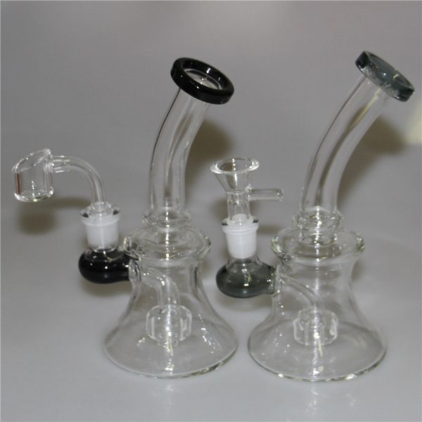 Pequenos mini dab rig bong water canos de cachimbo de vidro exclusivo plataformas de petróleo com tigela de bigma de 14 mm Banger shisha hookahs apanhador de cinzas