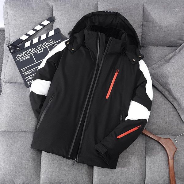 

new winter brand men down jackets coats men's trendy wild thick warm down coat hooded casual jacket male1, Black