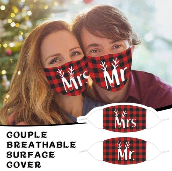 

valentine's day face mask lovers boy girls masks with filter dustproof couples fashion breathable reusable plaid letters mask e120103