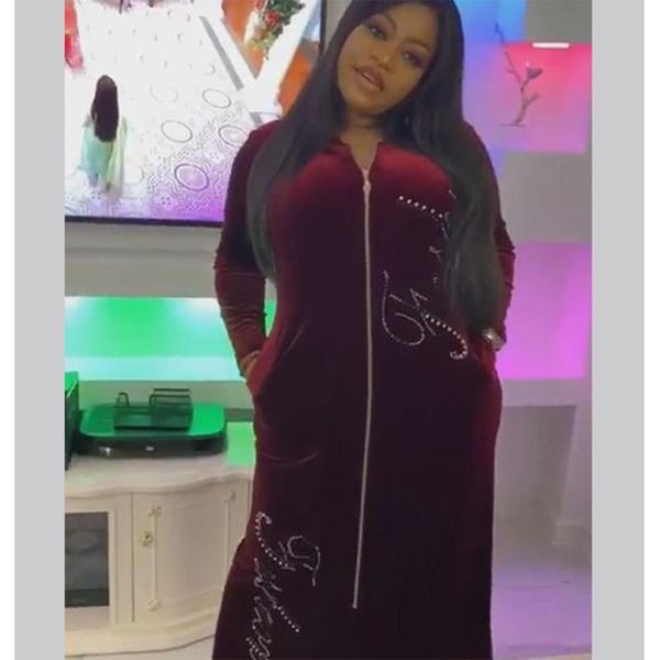 

ethnic clothing african dresses for women 2021 winter spring africa muslim long maxi dress fashion lady, Red