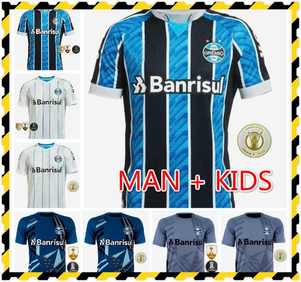 

man kids 2020 2021 gremio soccer jersey 20 21 gremio miller luan douglas diego hailon brasil home away football shirts camisetas de futbol, Black;yellow