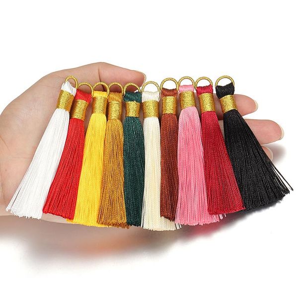 

10pcs 8cm colorful silk tassel with caps decorative tassel pendant earrings charm for diy jewelry making hangling accessories h wmtvza