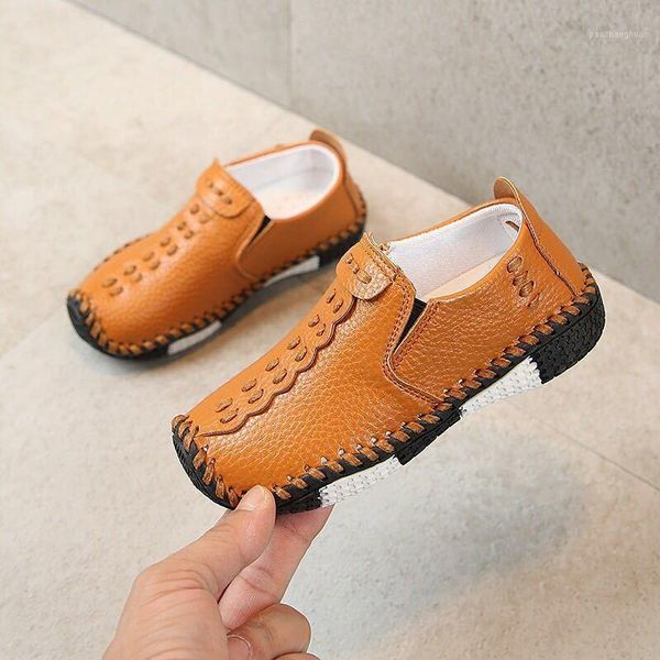 

leather loafers boys slip on shoes non-slip toddler dress stitching comfy kids moccasin designer child1 flat, Black;grey
